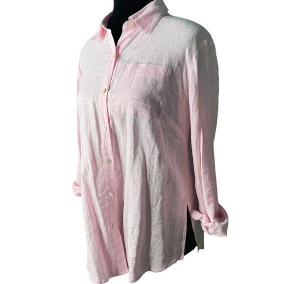 Susan Graver Linen Button Down Blouse XXSP - Picture 3 of 7